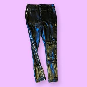 Leather pants with side zipper